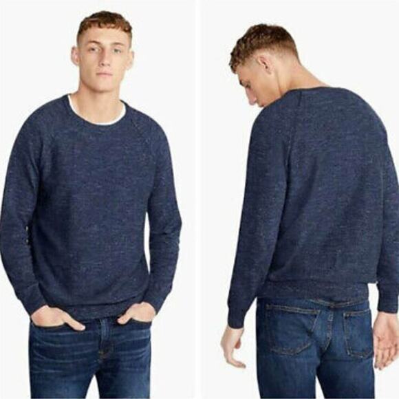 J.‎ Crew Rugged Cotton Crew Neck Pullover Sweater Heather Navy Blue Slim Fit M - Picture 1 of 9